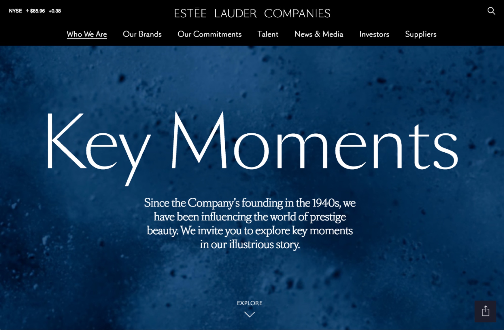 Estée Lauder Companies Key Moments timeline design