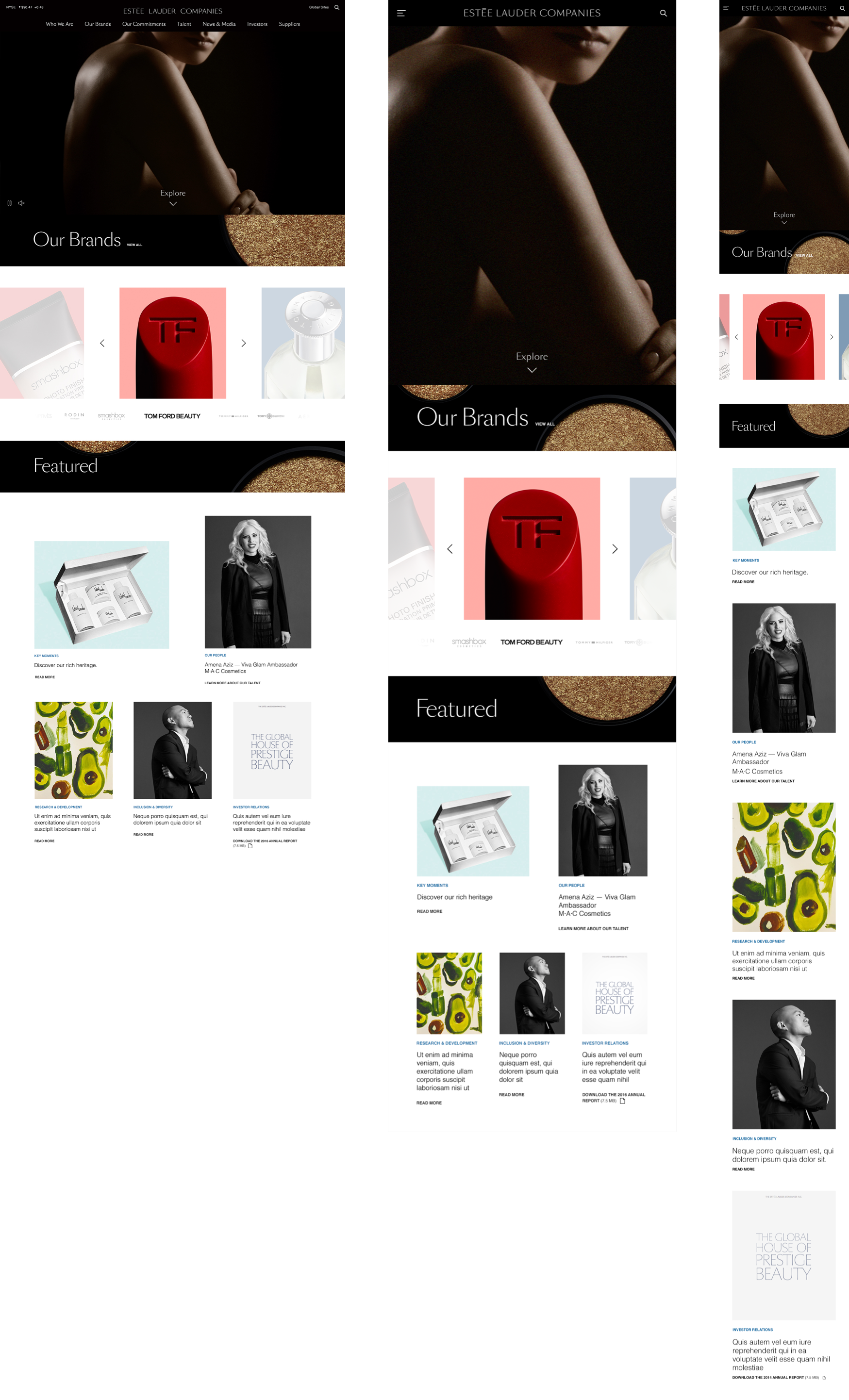 Estée Lauder Companies responsive website design