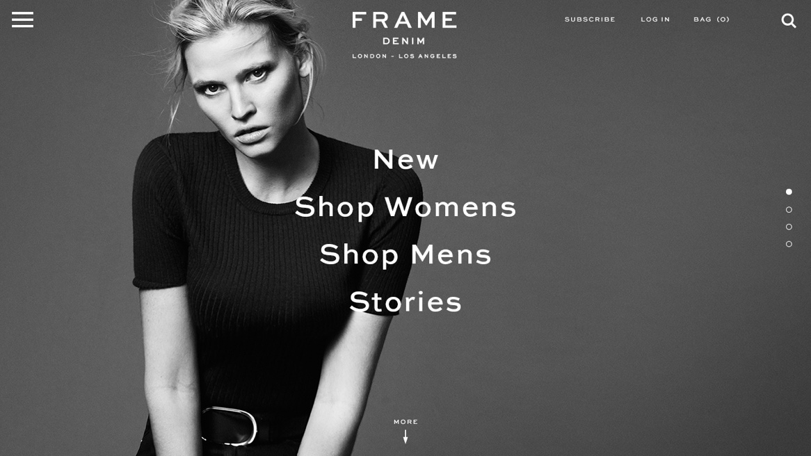 Frame Denim website homepage landing