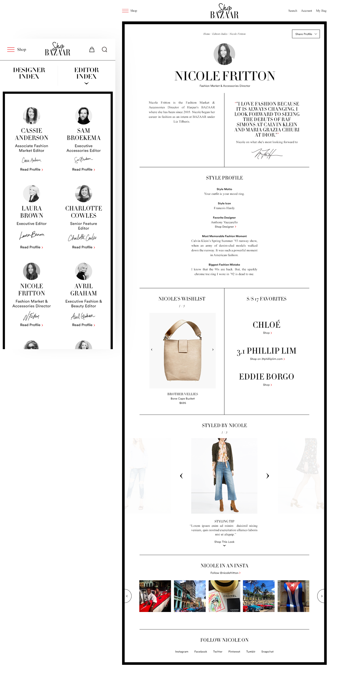 ShopBAZAAR editor index and editor profile